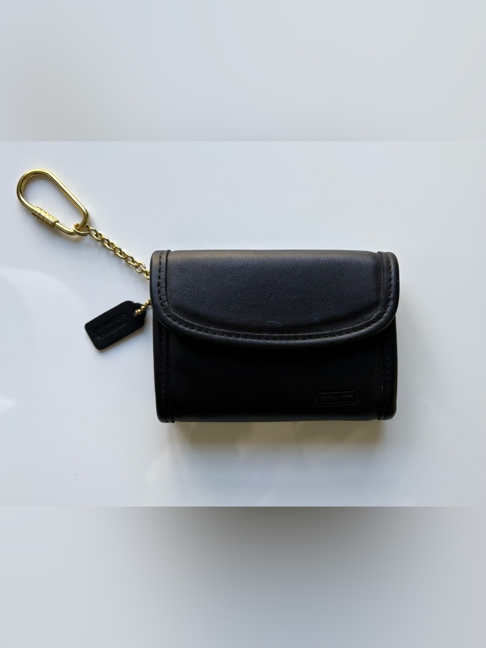 MINT COACH Vintage Multifunction Black Leather Card Coin Wallet Purse Pouch 7219
